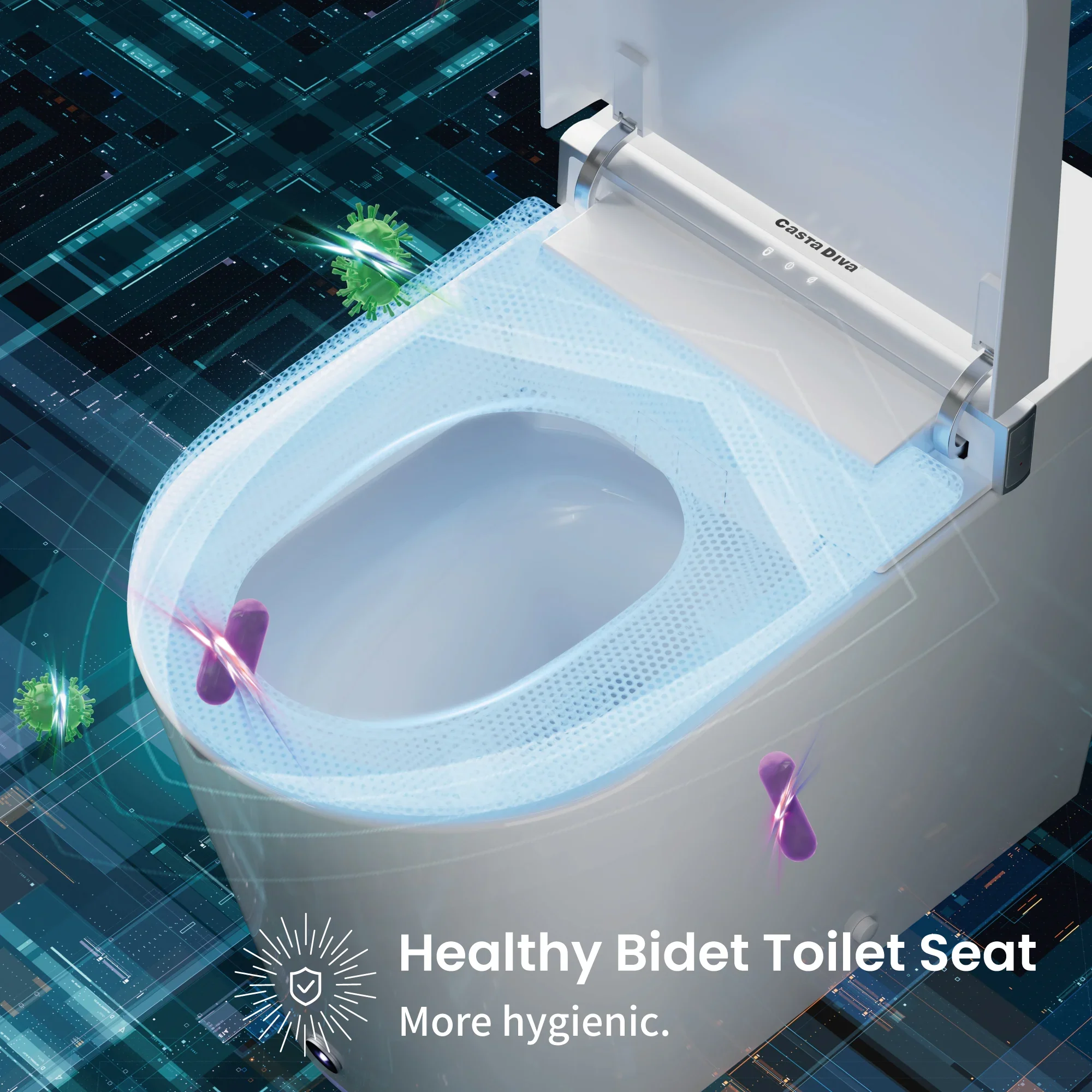 CASTA DIVA CD-K020 – Smart Toilet with Wider Seat, Heated Seat & Foot Sensor - Image 12