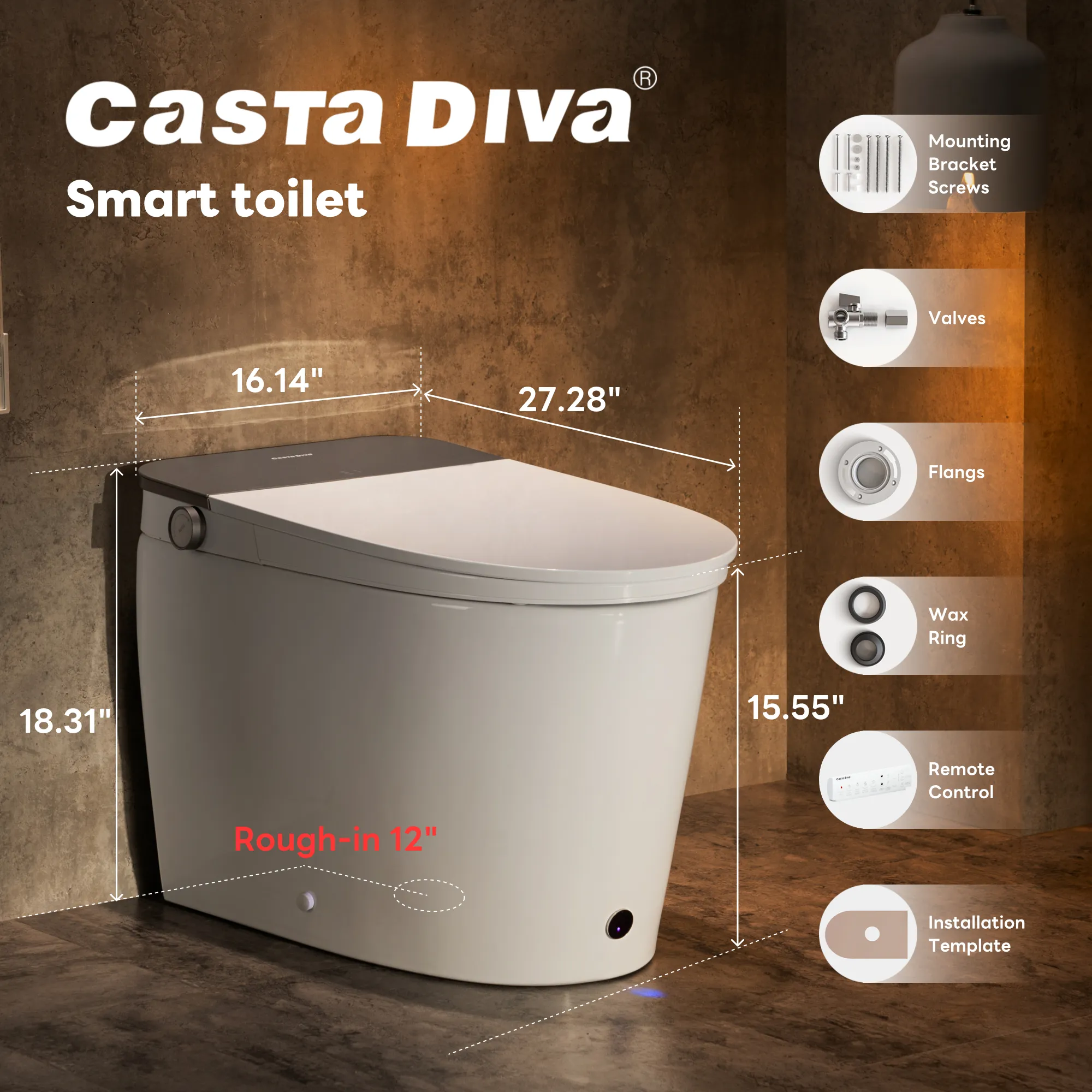 CASTA DIVA CD-K030 – Smart Toilet with Microgravity Adaptive Heated Seat, Auto Open/Close, Foam Shield & UV-Sterilized Nozzle - Image 11