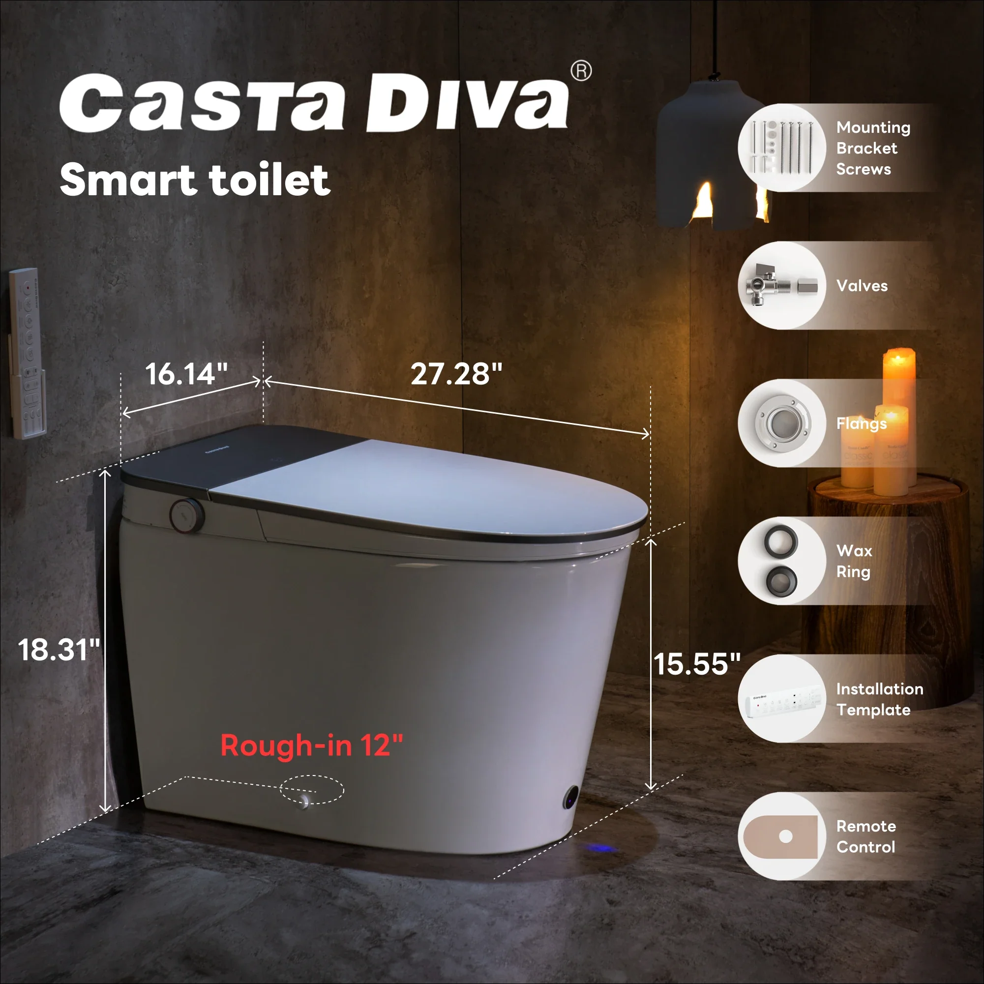CASTA DIVA CD-K030PRO – Smart Toilet with Microgravity Adaptive Heated Seat, Auto Open/Close, Foam Shield & UV-Sterilized Nozzle - Image 12