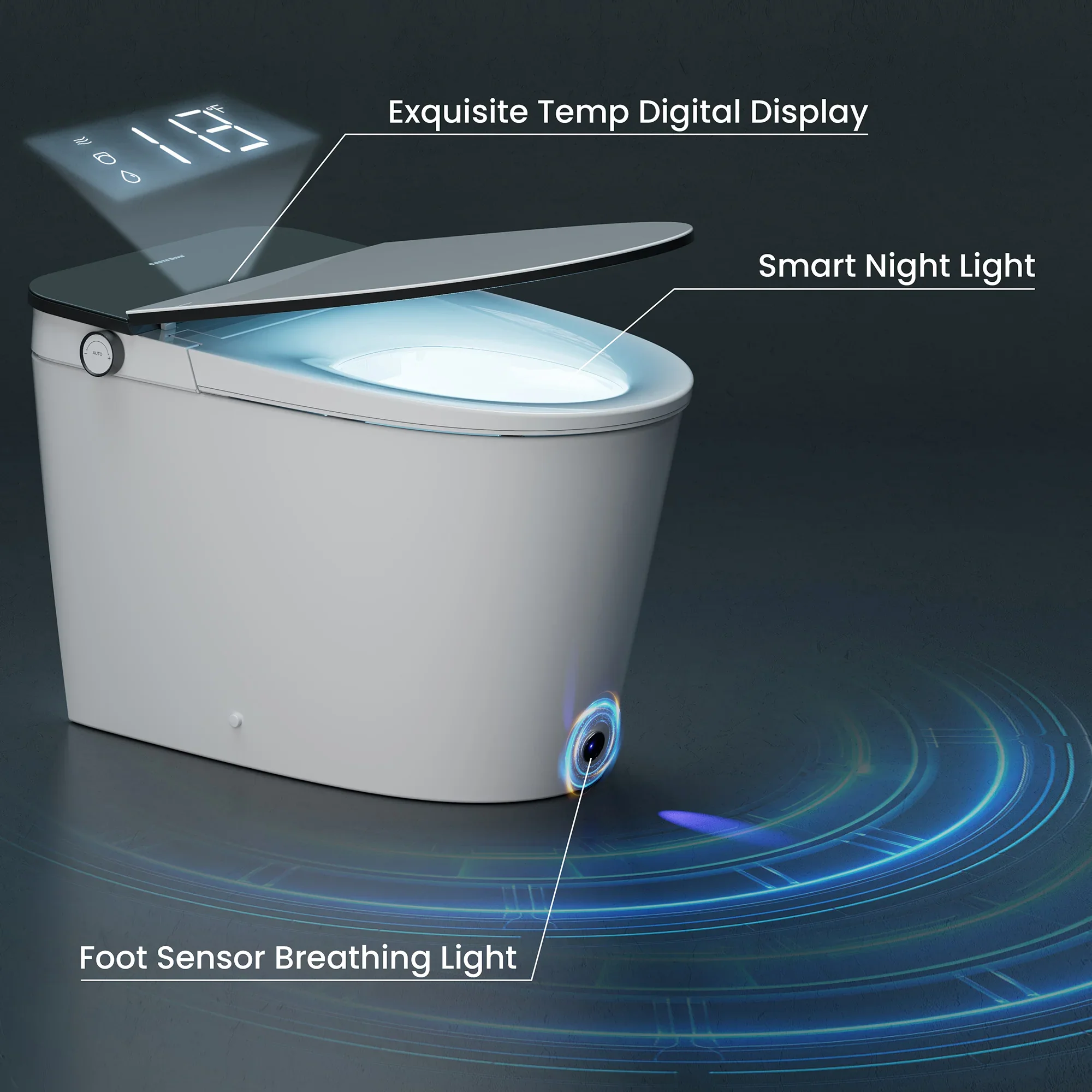 CASTA DIVA CD-K030ULTRA – Smart Toilet with Microgravity Adaptive Heated Seat, Auto Open/Close, Foam Shield & Nano Burst Sterilization - Image 11