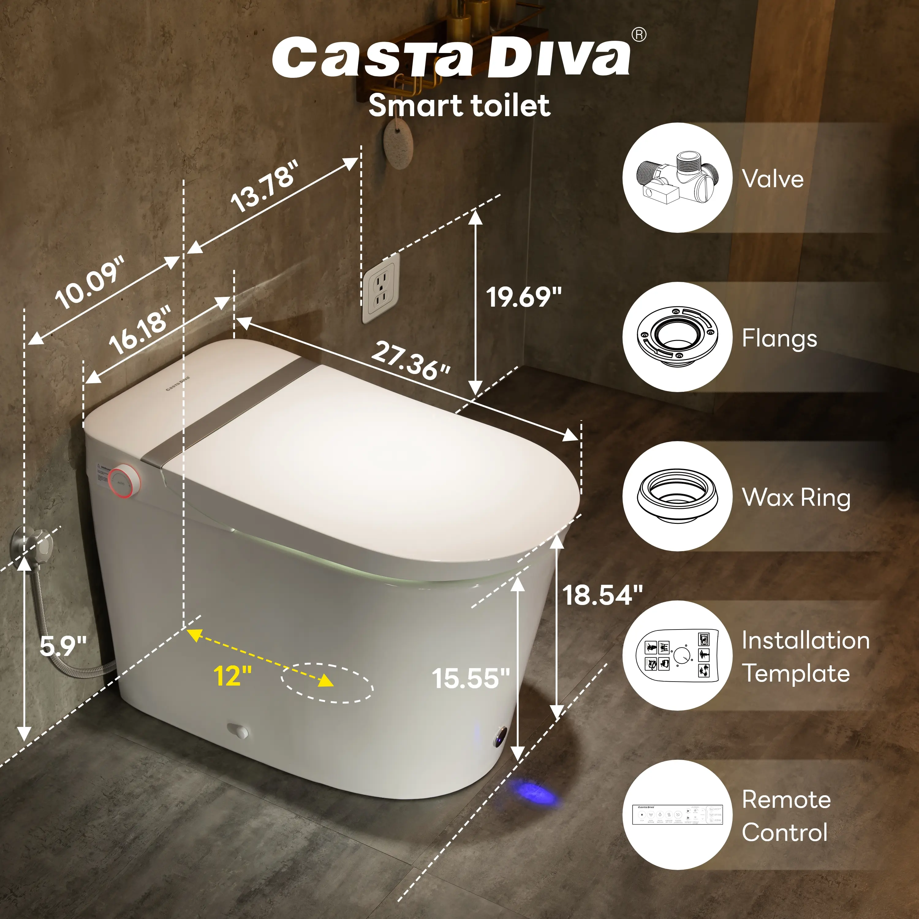 CASTA DIVA CD-K050Max – Adaptive Heated Seat, Auto Open/Close, Foam Shield & Nano Waterway Sterilization - Image 16