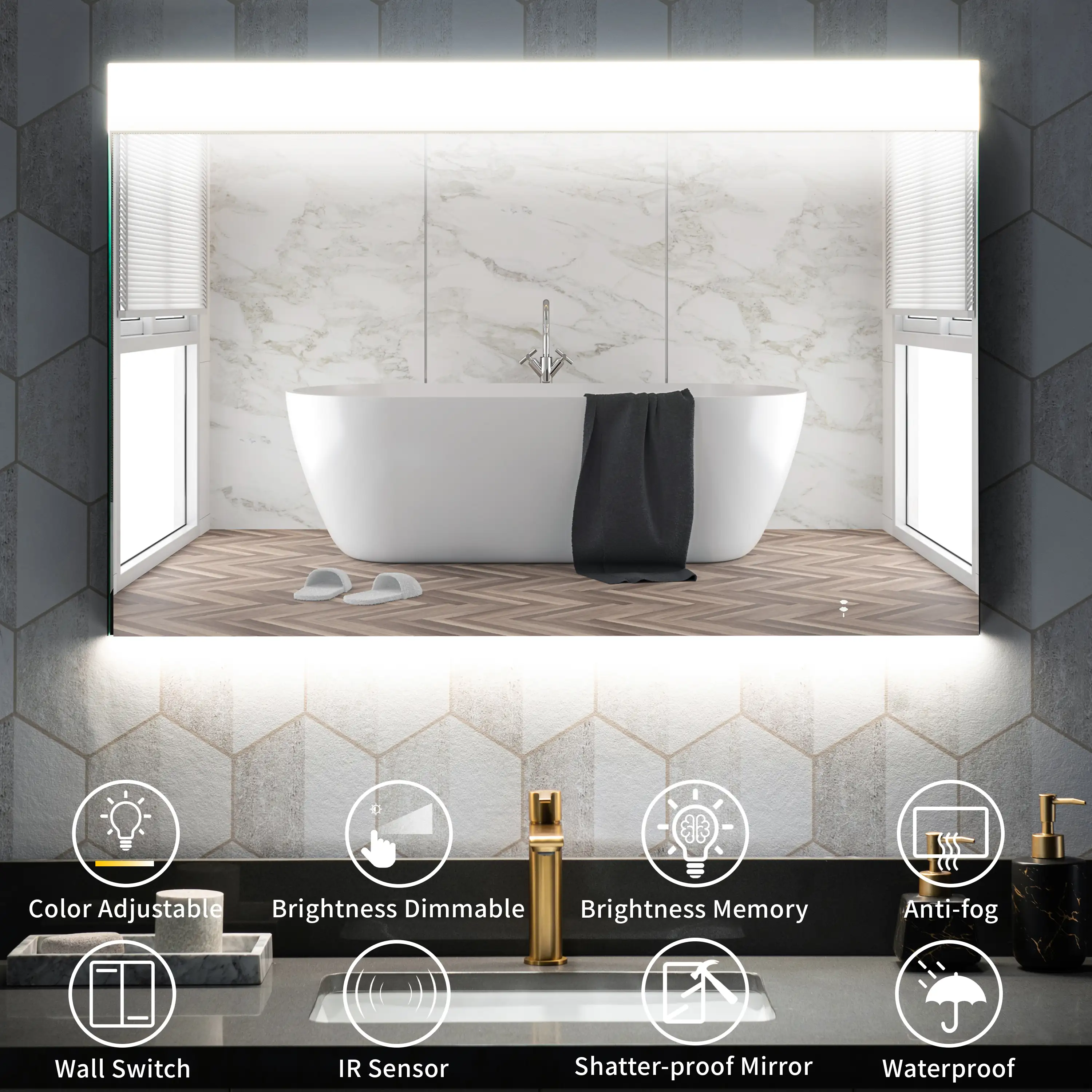 Casta Diva Framed LED Bathroom Vanity Mirror | CD-LM02 - Image 6