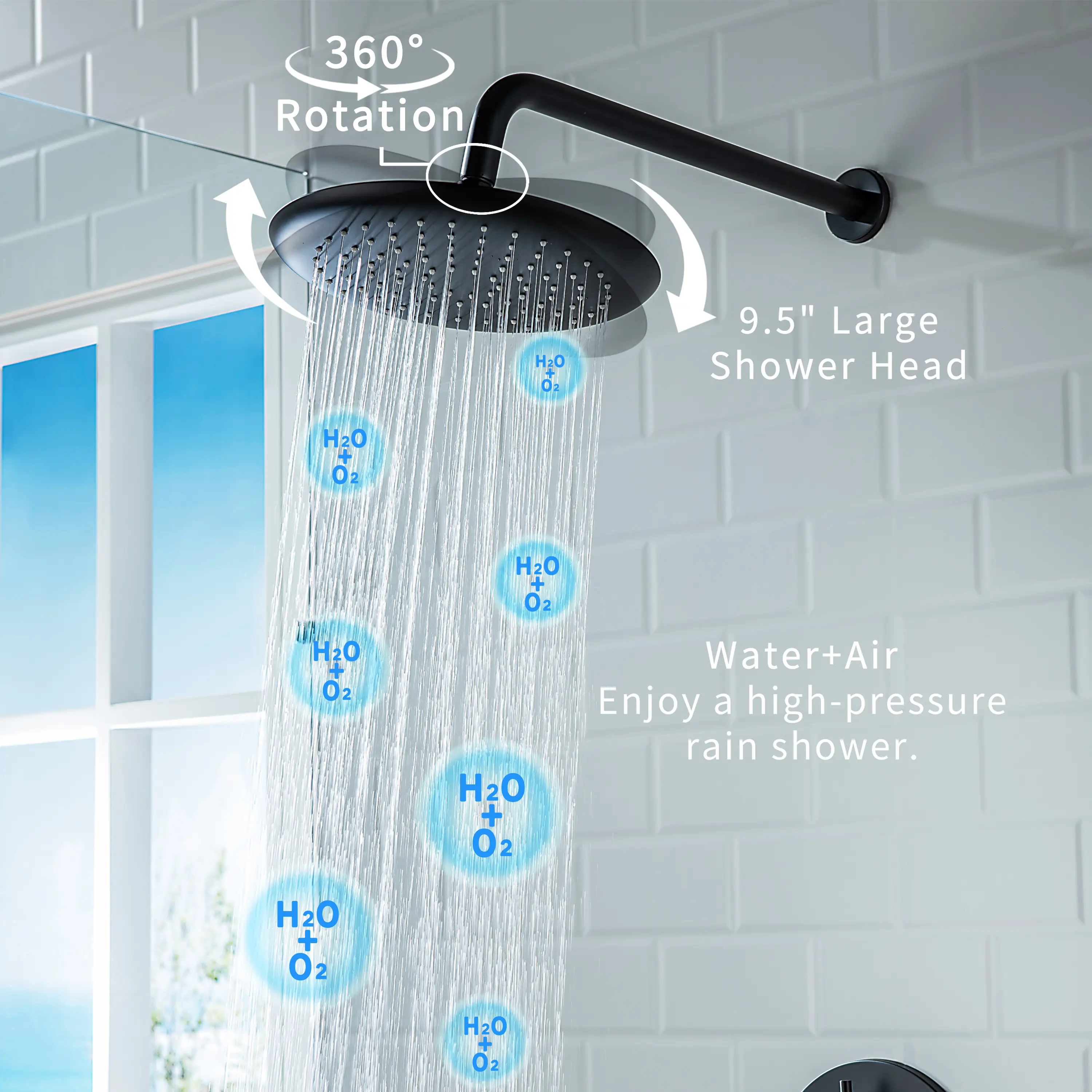 Casta Diva Rain Shower Head with Handheld Spray, Round, Black | CD-S01B - Image 3