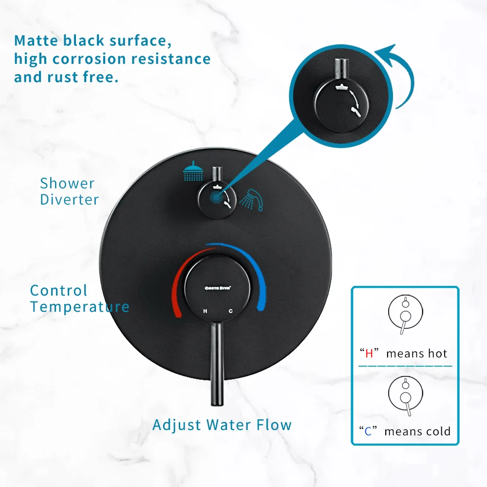 Casta Diva Rain Shower Head with Handheld Spray, Round, Black | CD-S01B - Image 5