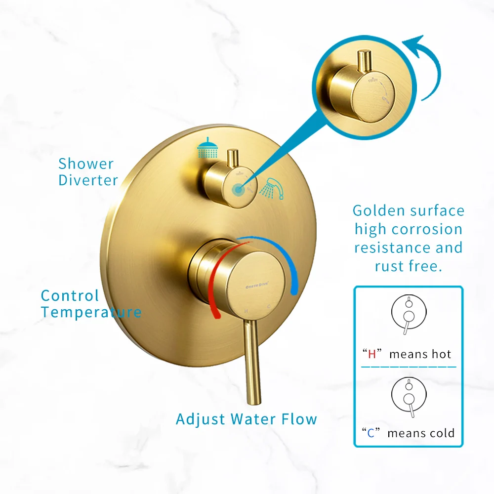 Casta Diva Rain Shower Head with Handheld Spray, Round, Brushed Gold | CD-S01G - Image 5