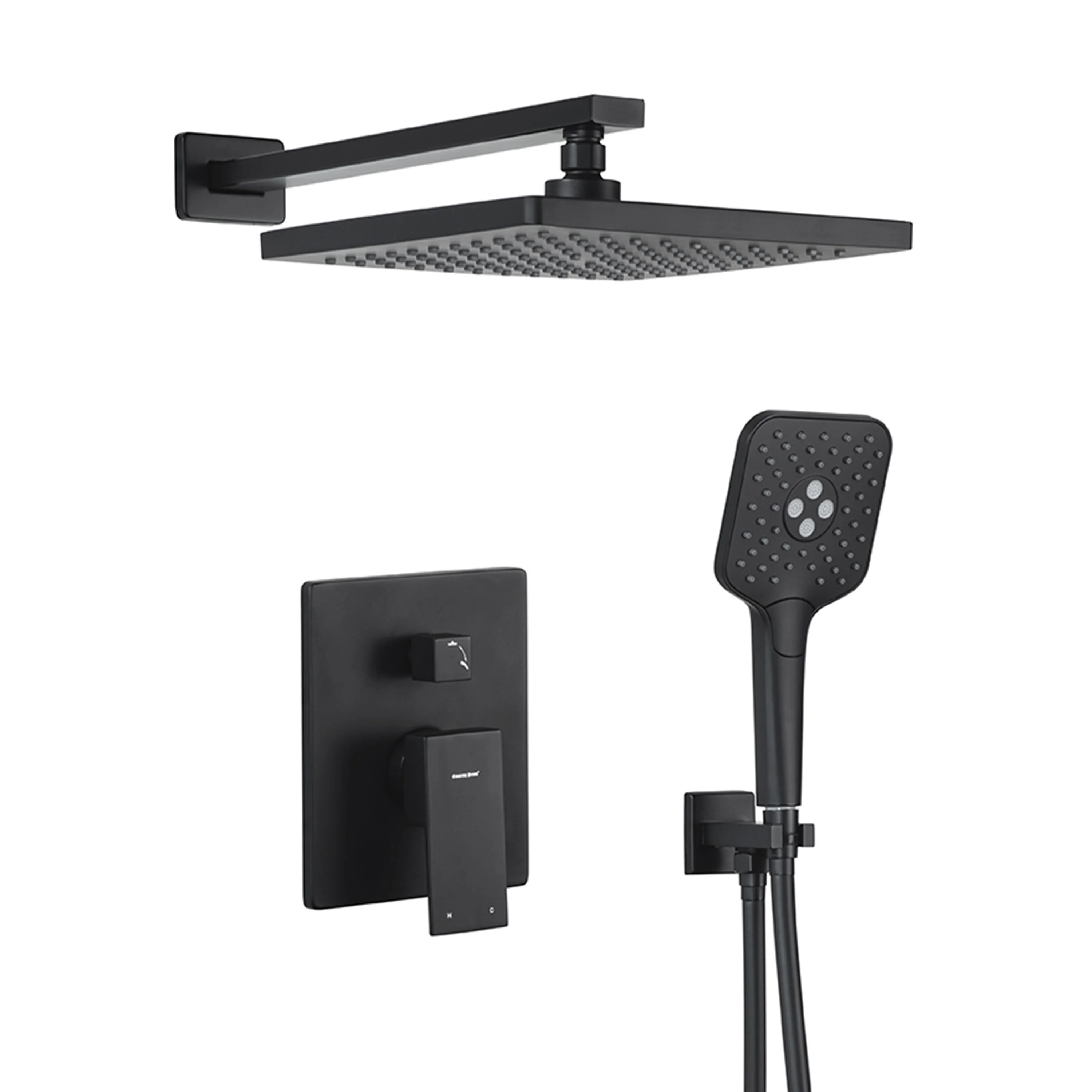 Casta Diva Rain Shower Head with Handheld Spray, Square, Black | CD-S02B