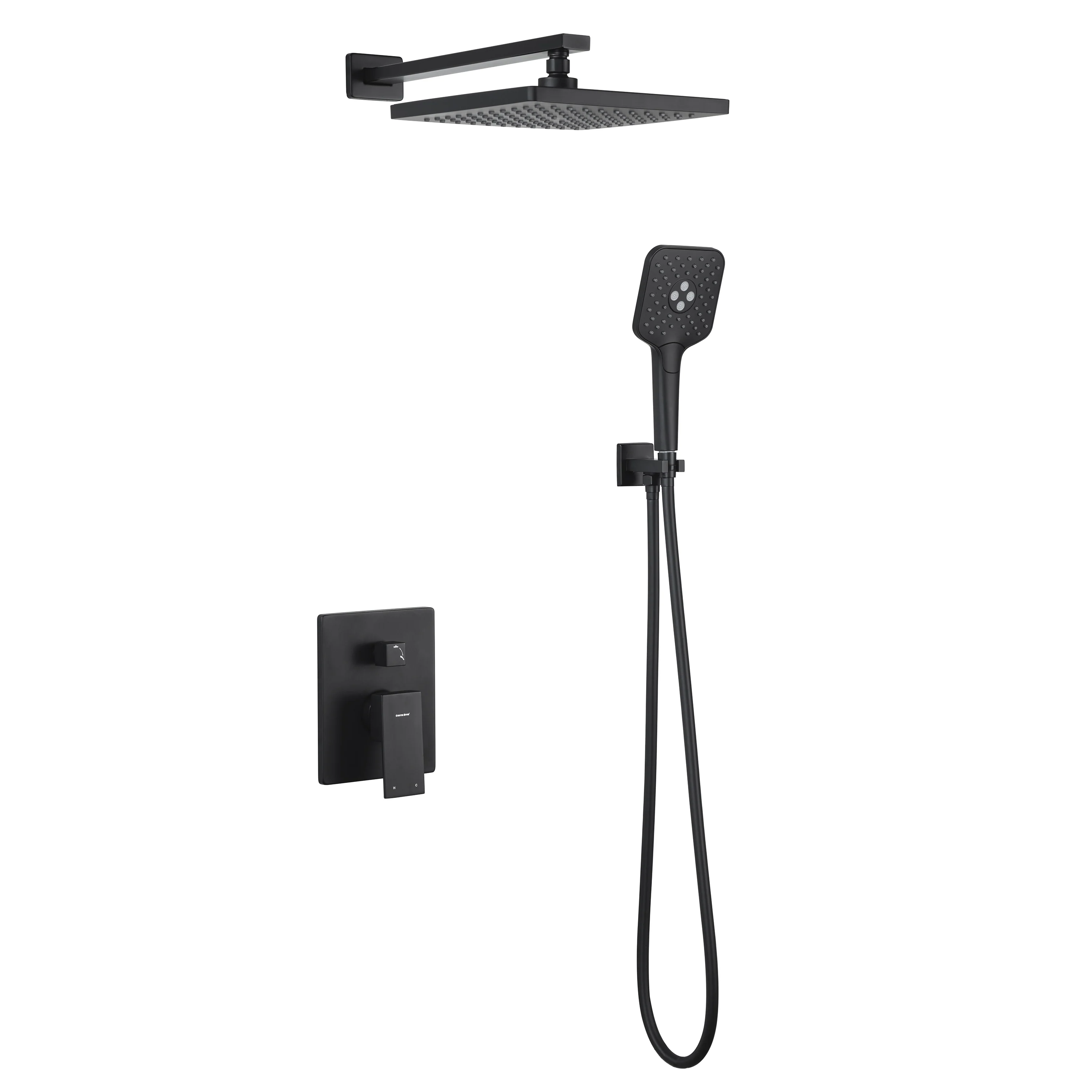 Casta Diva Rain Shower Head with Handheld Spray, Square, Black | CD-S02B - Image 2