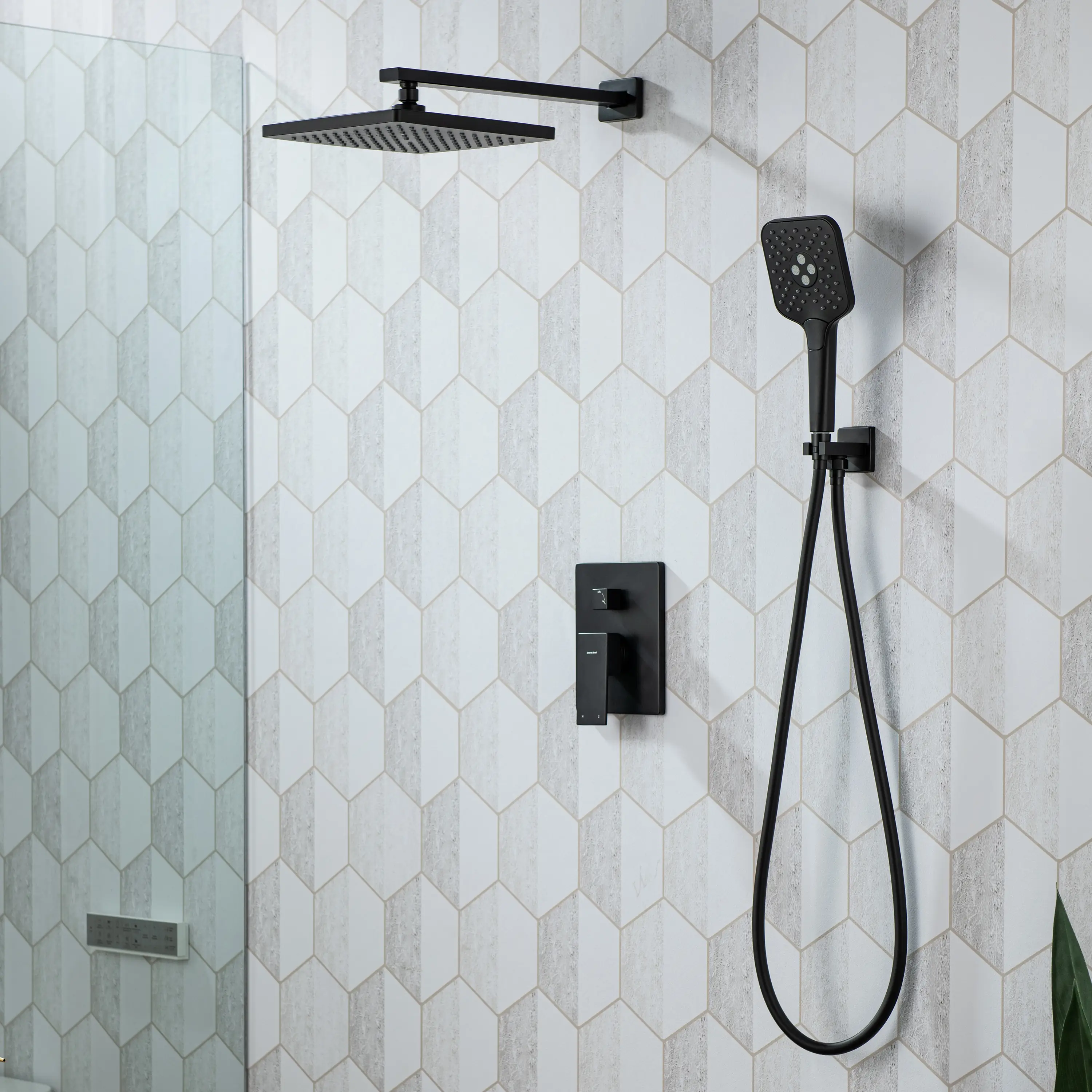 Casta Diva Rain Shower Head with Handheld Spray, Square, Black | CD-S02B - Image 3