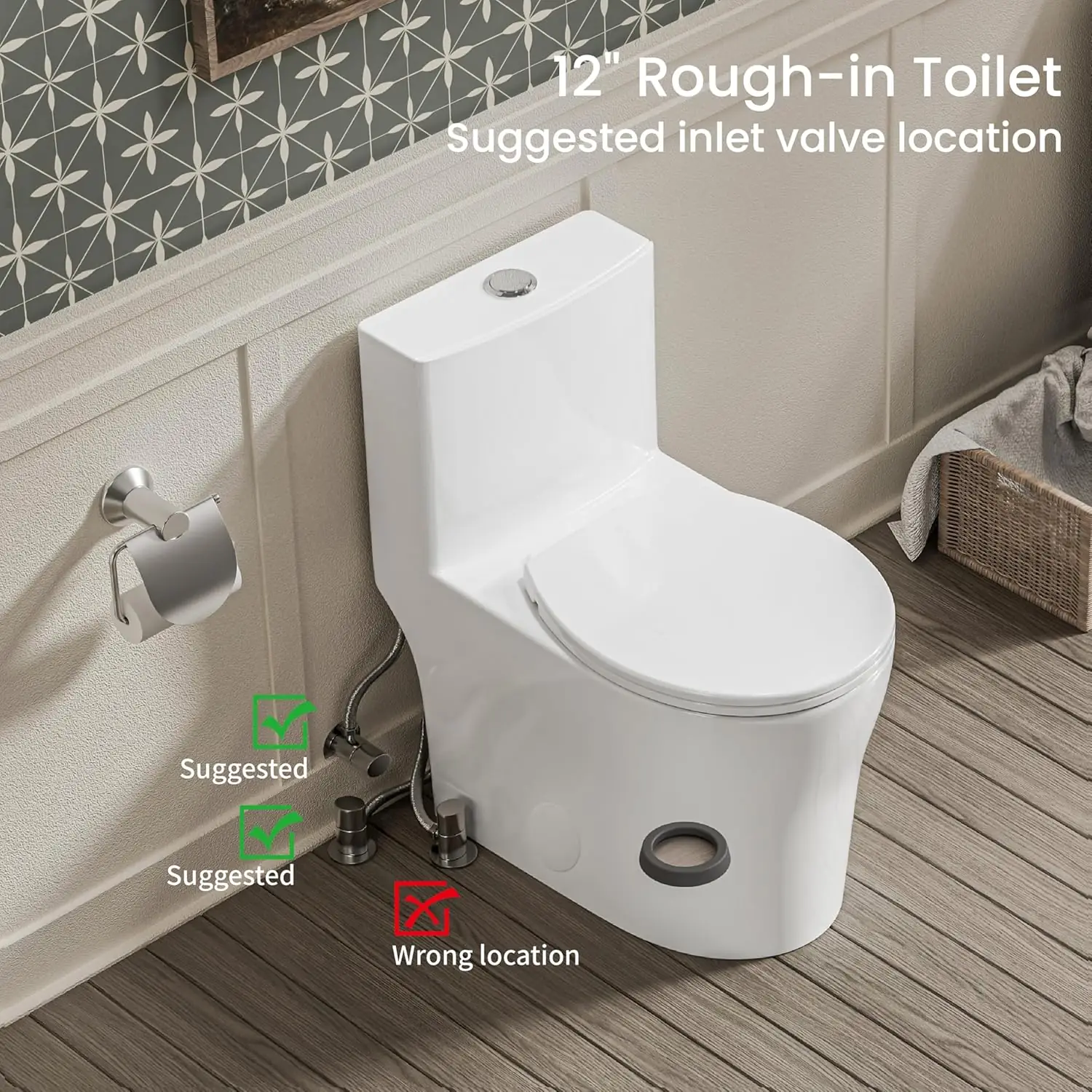 CASTA DIVA CD-T003 – One-Piece Round Toilet with Dual Flush 0.9/1.28 GPF, 12'' Rough-in, White - Image 6