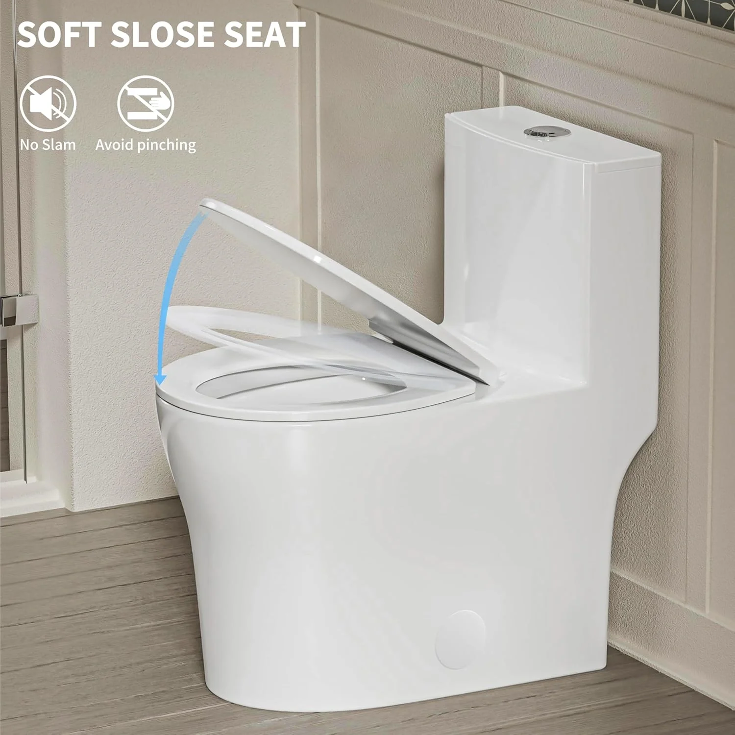 CASTA DIVA CD-T003 – One-Piece Round Toilet with Dual Flush 0.9/1.28 GPF, 12'' Rough-in, White - Image 7