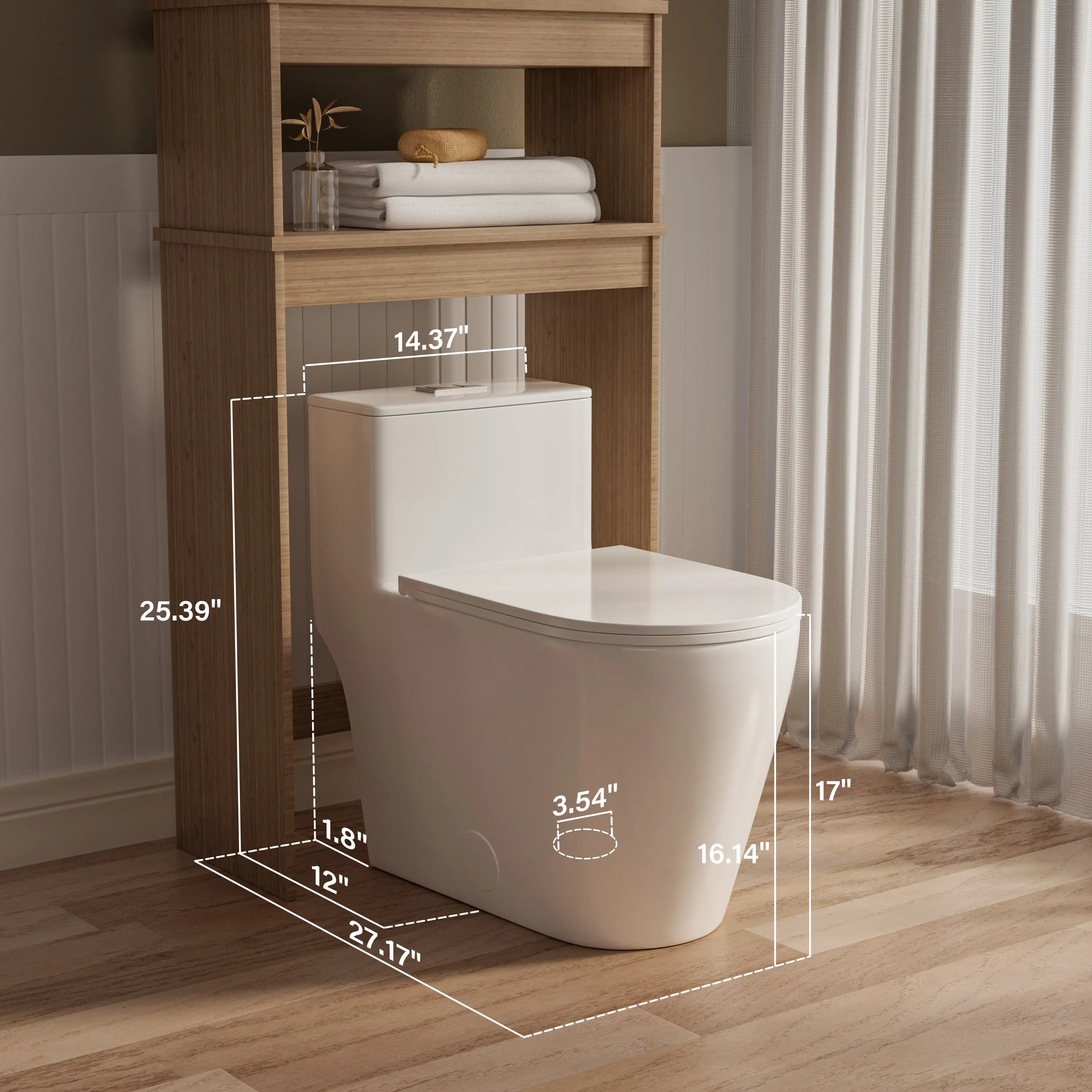 CASTA DIVA CD-T005 – ADA-Compliant One-Piece Elongated Toilet with Dual Flush 1.0/1.6 GPF, 12'' Rough-in, White - Image 11