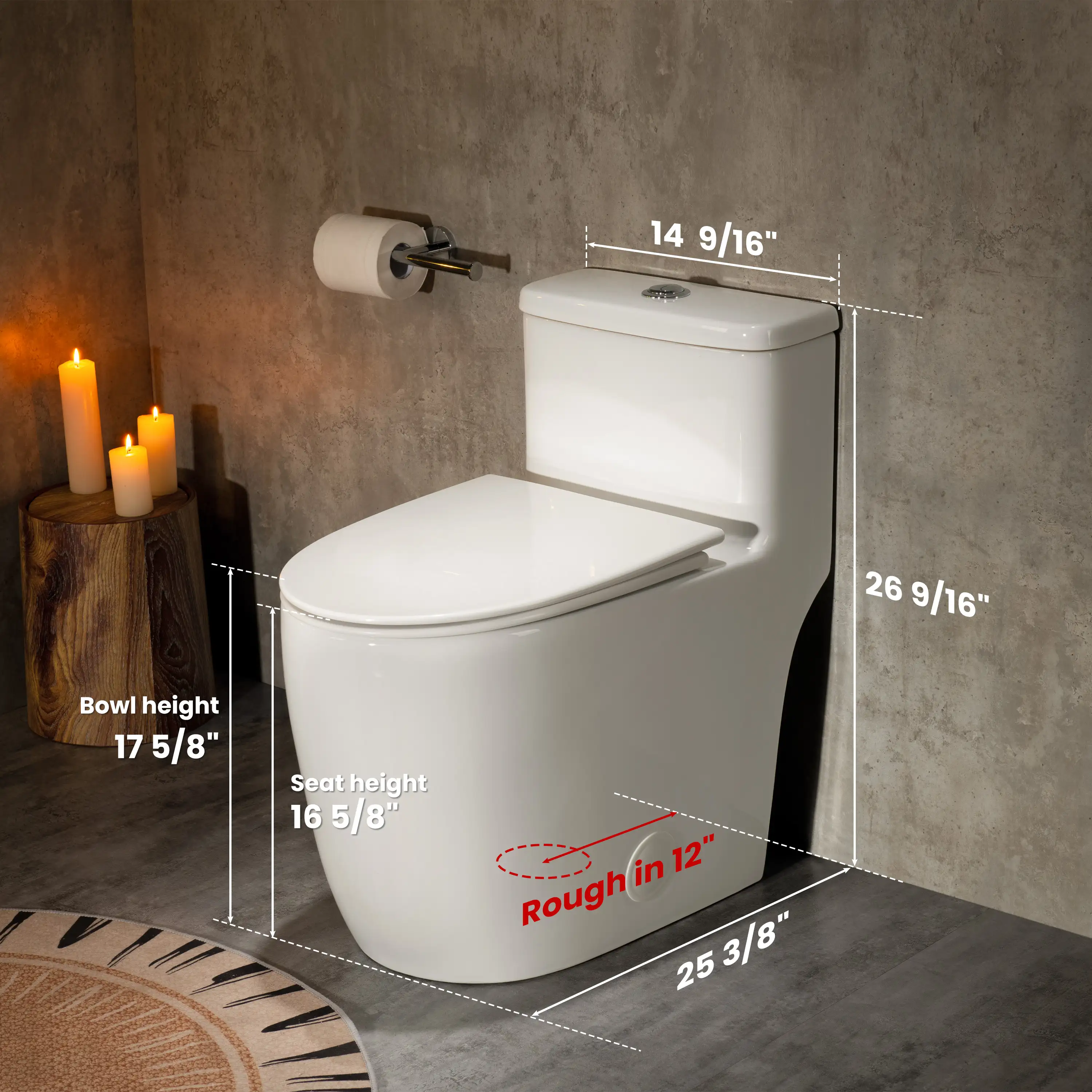 CASTA DIVA CD-T006 – One-Piece Elongated Toilet with ADA-Compliant, Dual Flush High Efficiency 1.0/1.28 GPF & MAP 1000g, 12'' Rough-in, White - Image 10