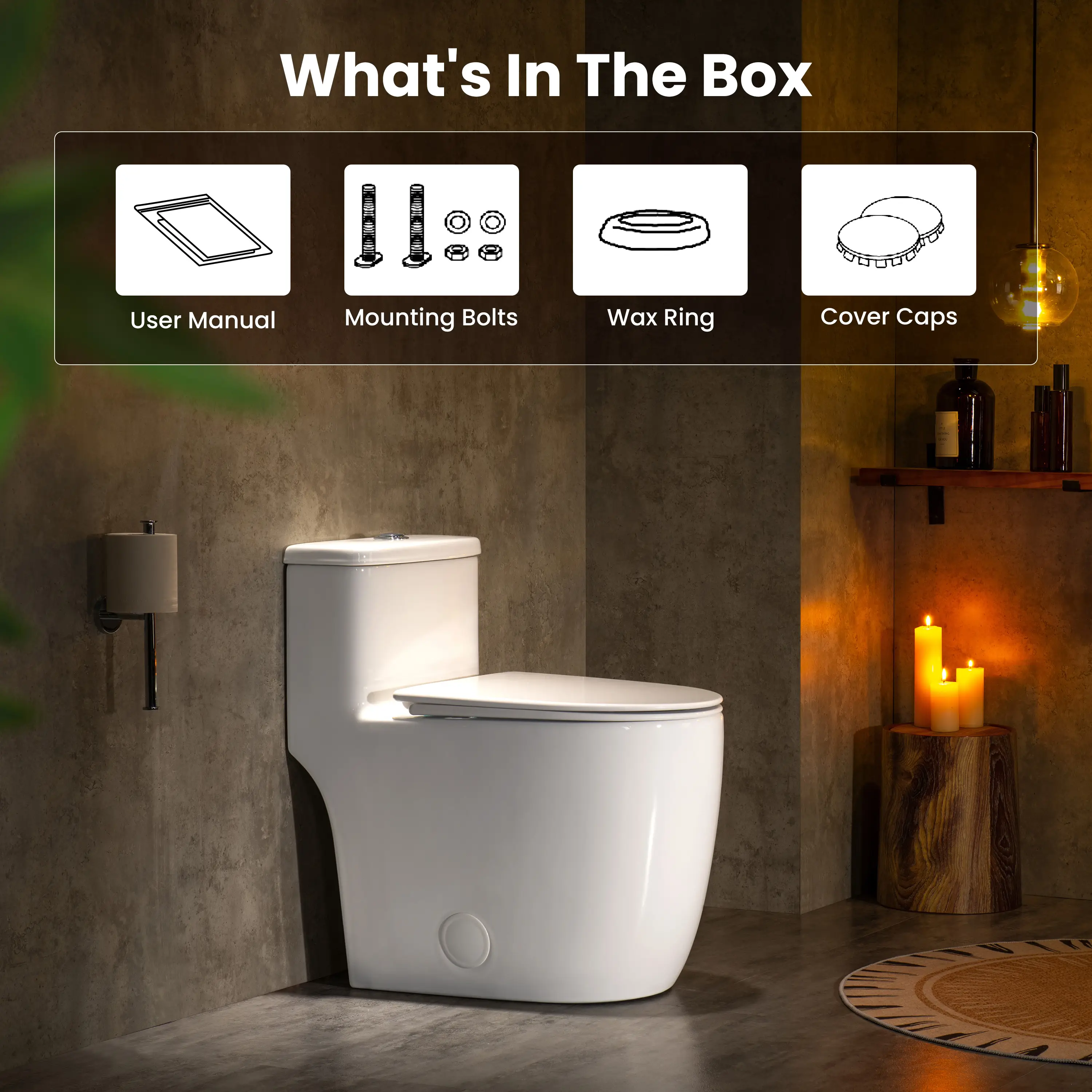CASTA DIVA CD-T006 – One-Piece Elongated Toilet with ADA-Compliant, Dual Flush High Efficiency 1.0/1.28 GPF & MAP 1000g, 12'' Rough-in, White - Image 11