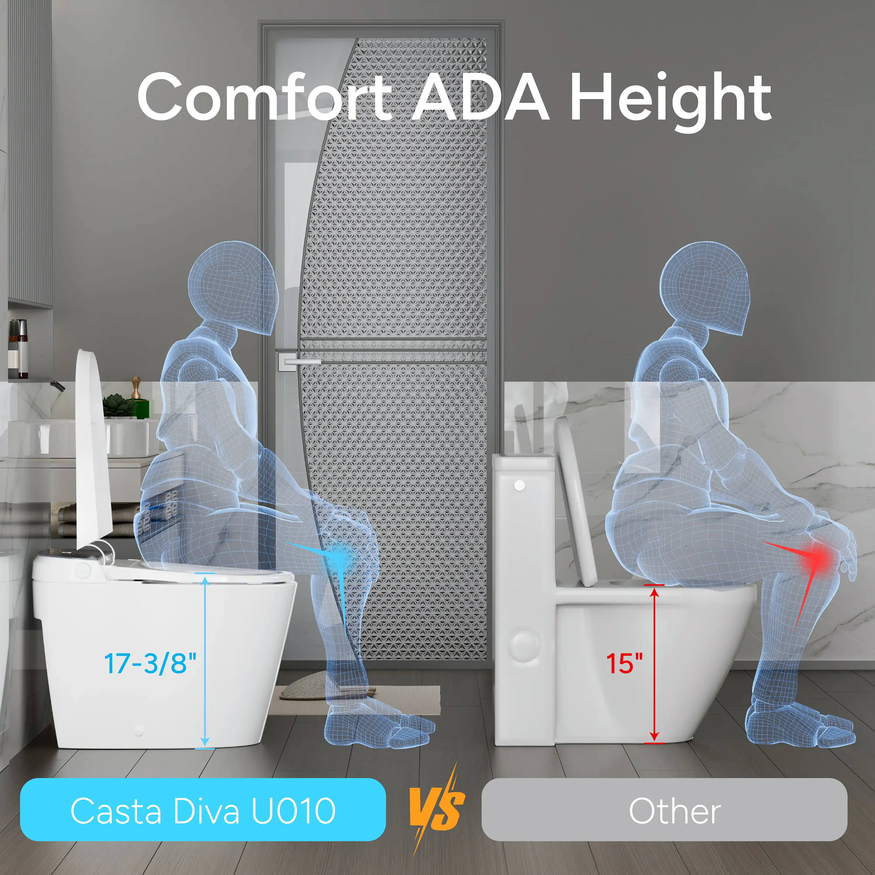 Casta Diva CD-U010 Smart Toilet with Auto Open/Close, ADA-Compliant, Heated Seat, Dual Flush, Concealed Tank - Image 11