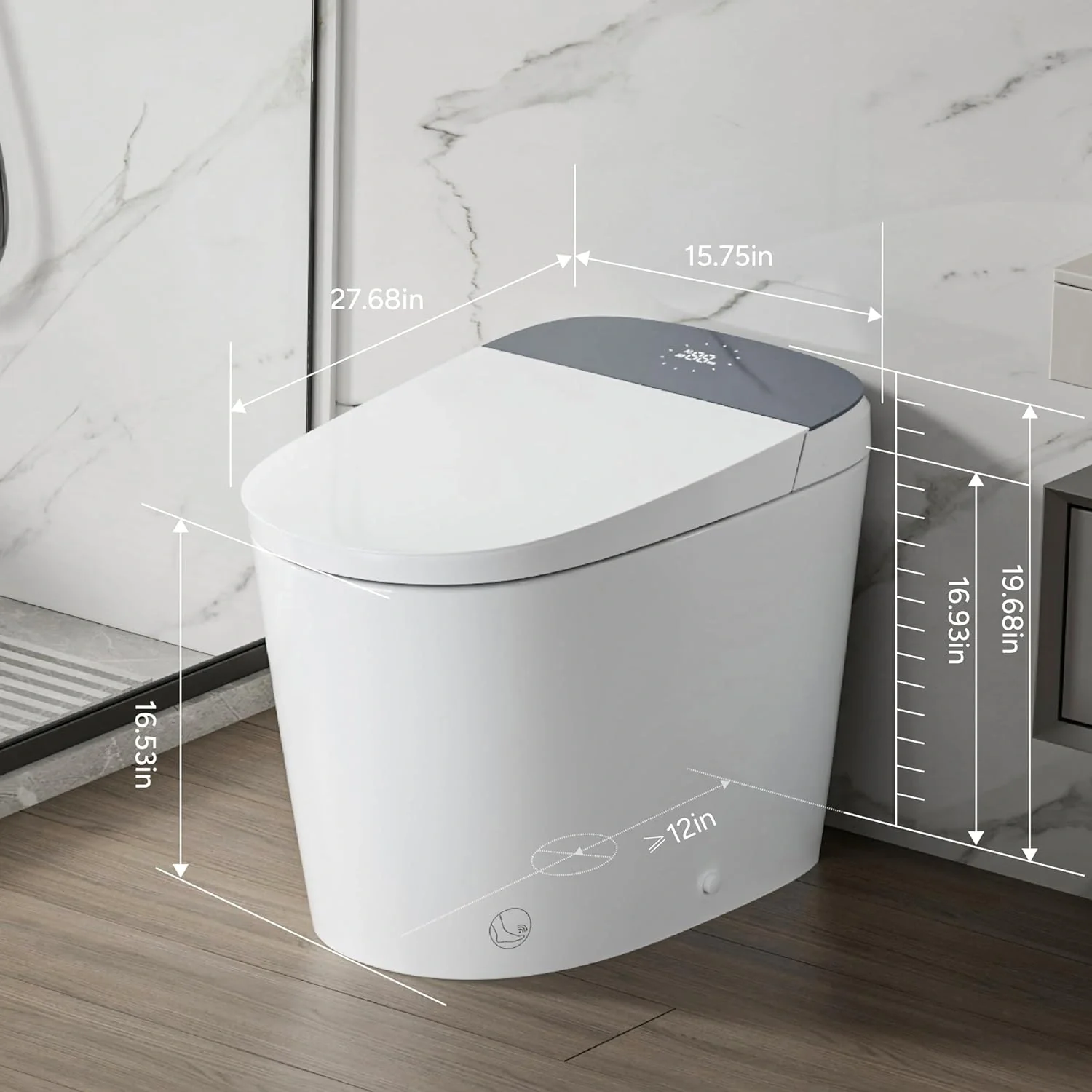 Casta Diva CD-U010 Smart Toilet with Auto Open/Close, ADA-Compliant, Heated Seat, Dual Flush, Concealed Tank - Image 15