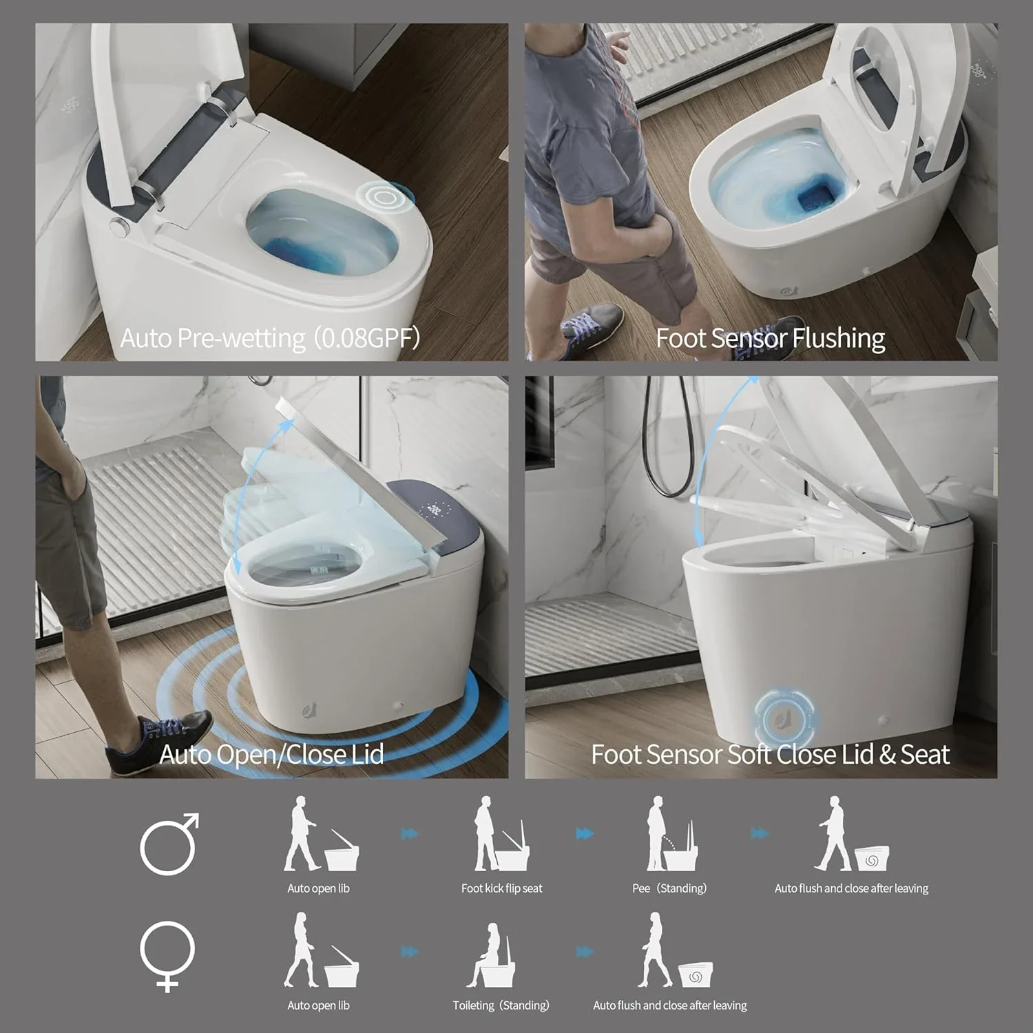 Casta Diva CD-U010 Smart Toilet with Auto Open/Close, ADA-Compliant, Heated Seat, Dual Flush, Concealed Tank - Image 6