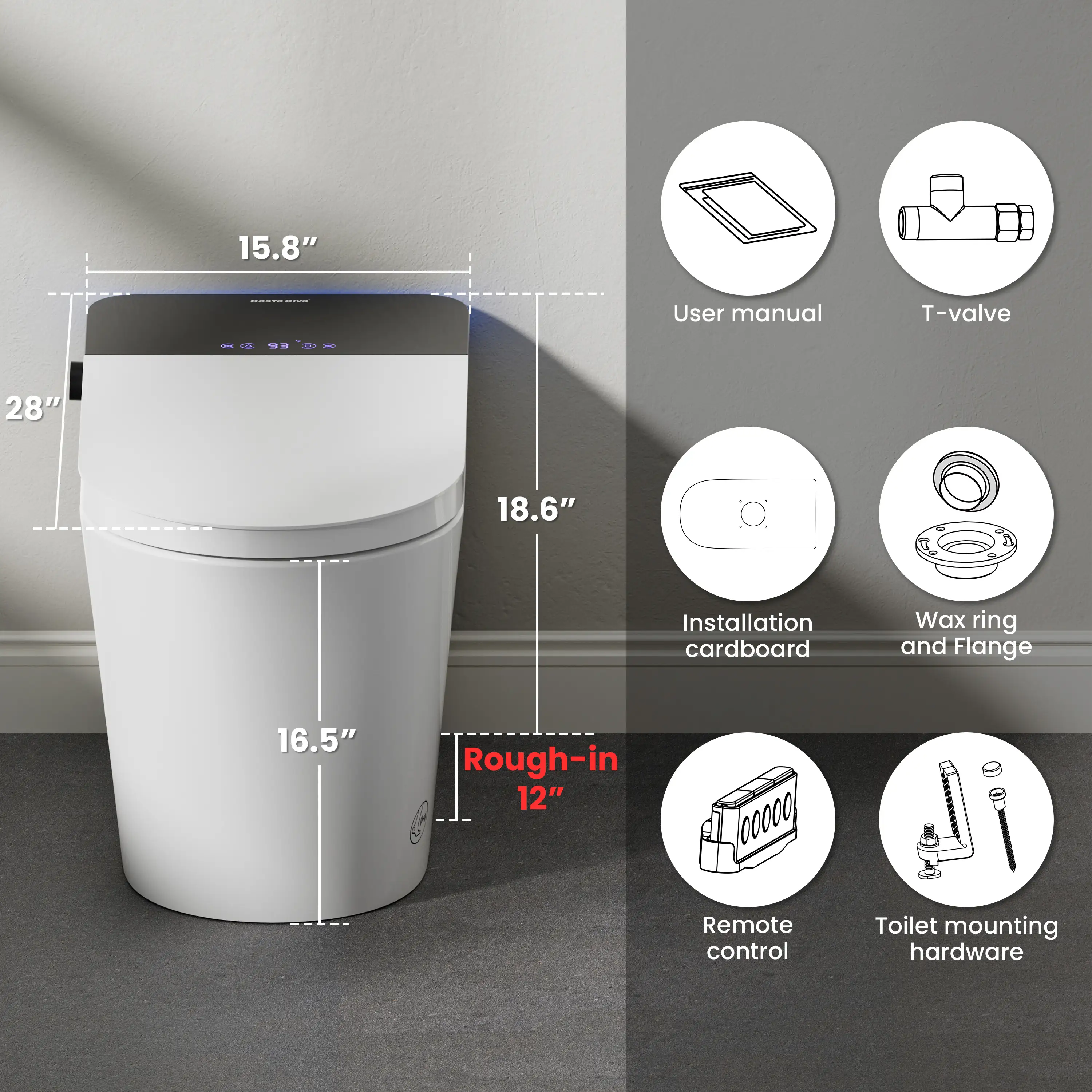 CASTA DIVA CD-U010MAX – ADA-Compliant Luxury Smart Toilet with Adaptive Heated Seat, UV-Sterilized Water & Electrolytic Self-Cleaning - Image 15