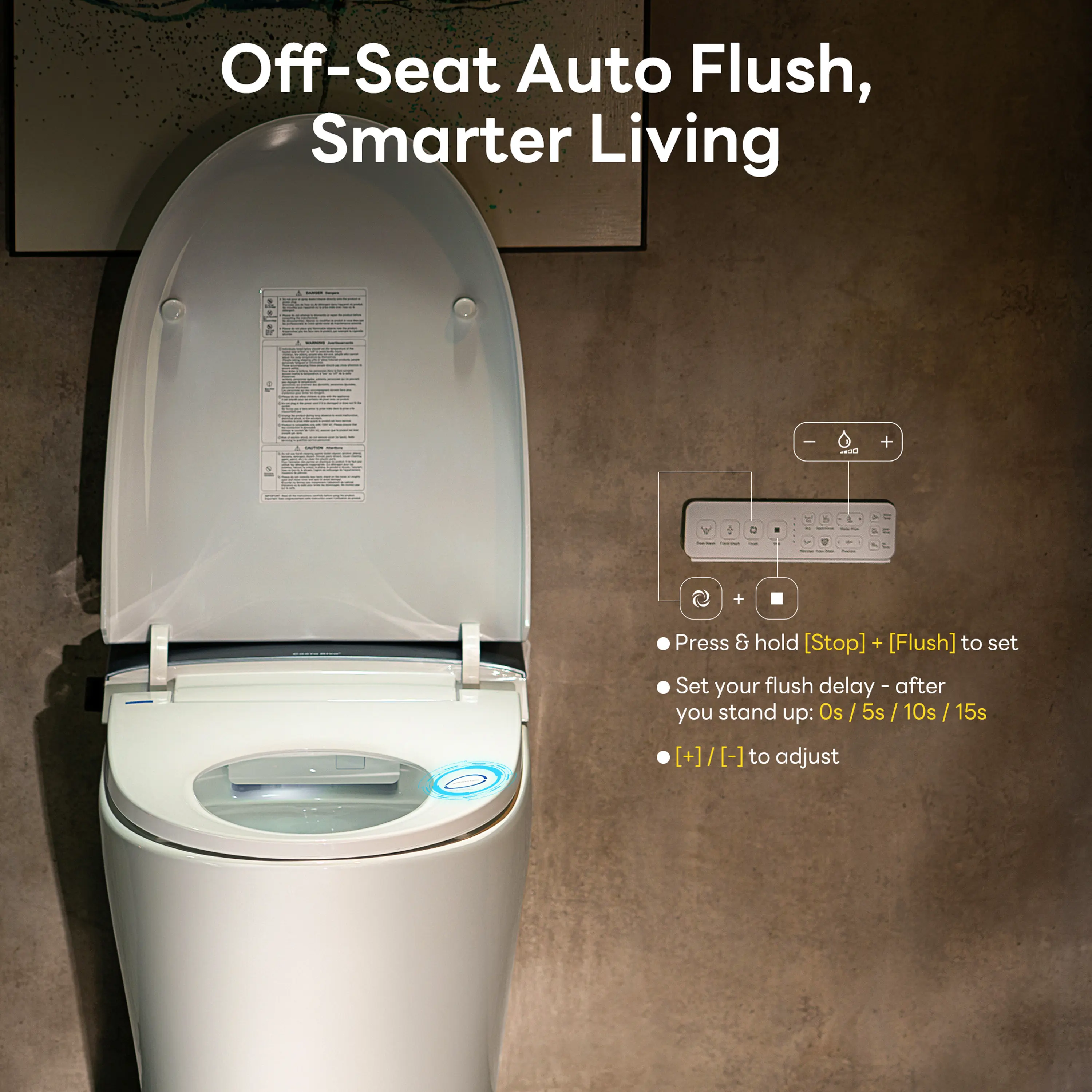 CASTA DIVA CD-W10V-PRO -  Smart Toilet with Air-Assisted Flush, Auto Open Lid, Foam Shield & UV Sterilization - Image 10