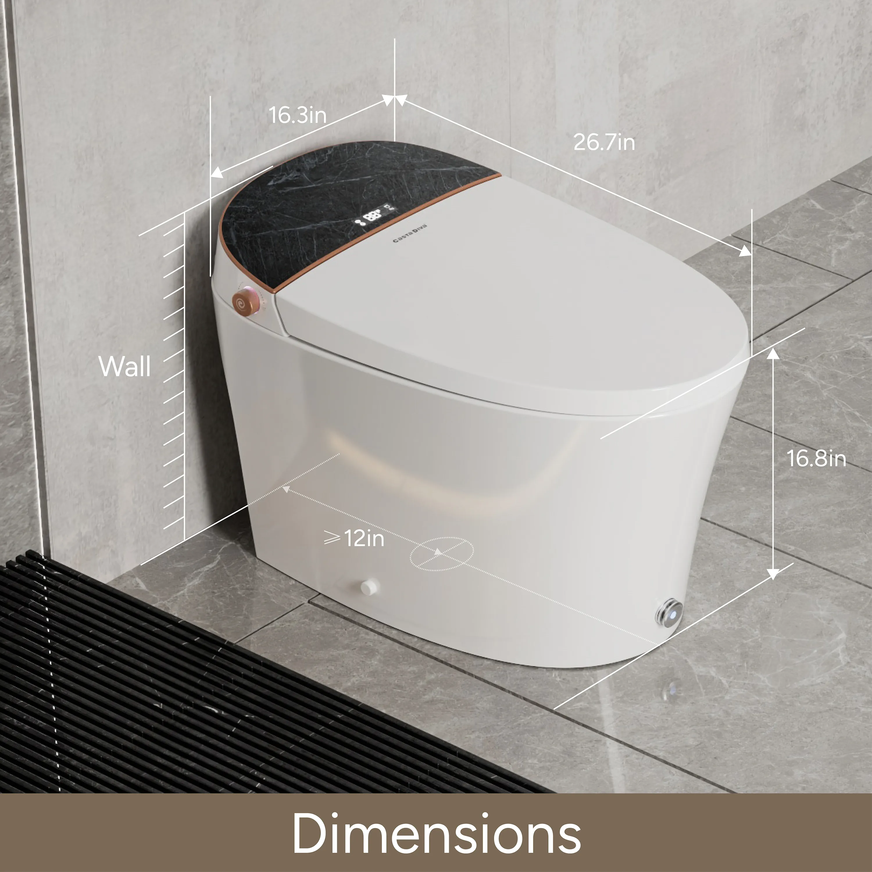 CASTA DIVA CD-Y010 – Smart Toilet with Heated Seat, Auto Flush & Foot Sensor - Image 15