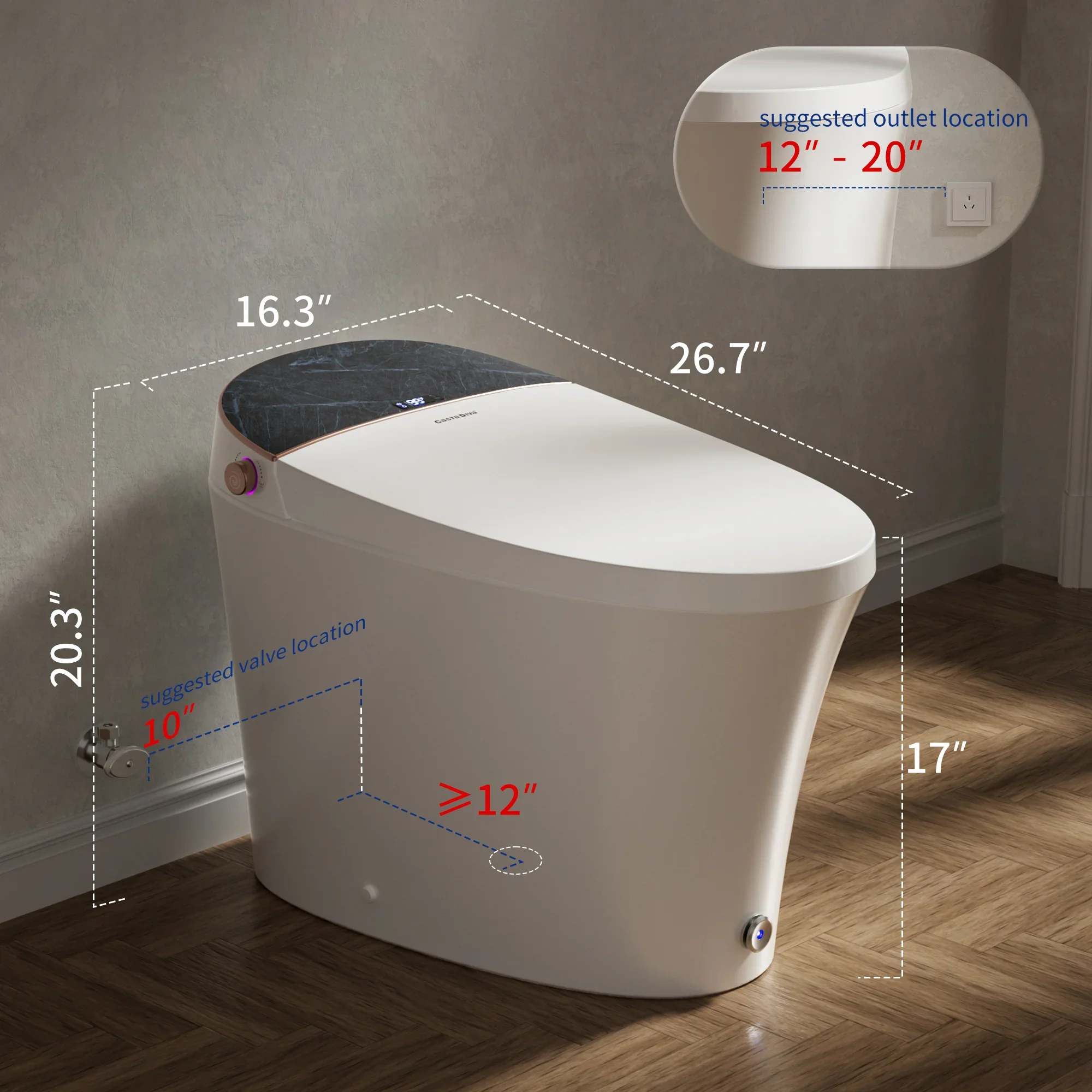 CASTA DIVA CD-Y010L – Smart Toilet with Heated Seat, Foam Shield & Built-In Tank - Image 11