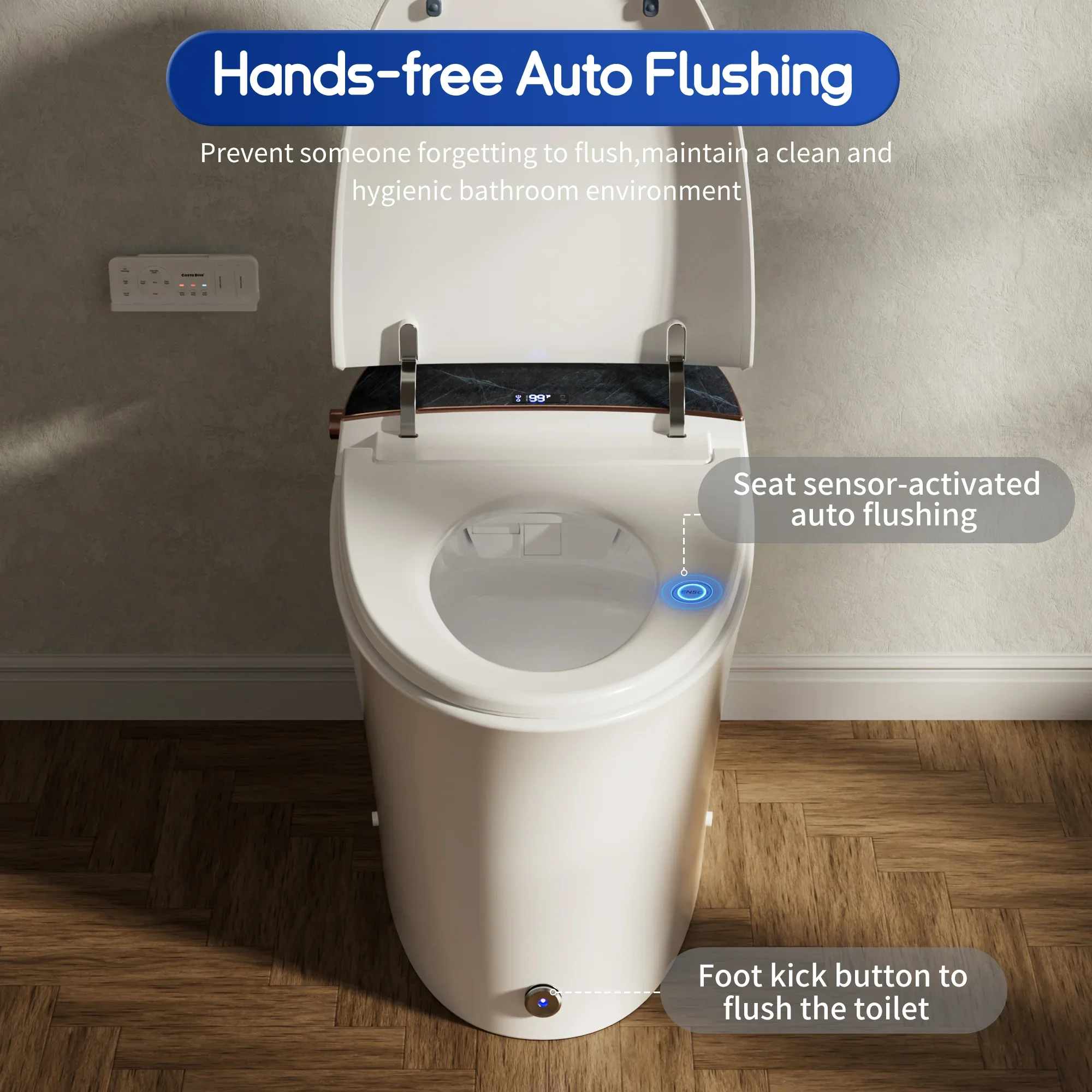 CASTA DIVA CD-Y010L – Smart Toilet with Heated Seat, Foam Shield & Built-In Tank - Image 5