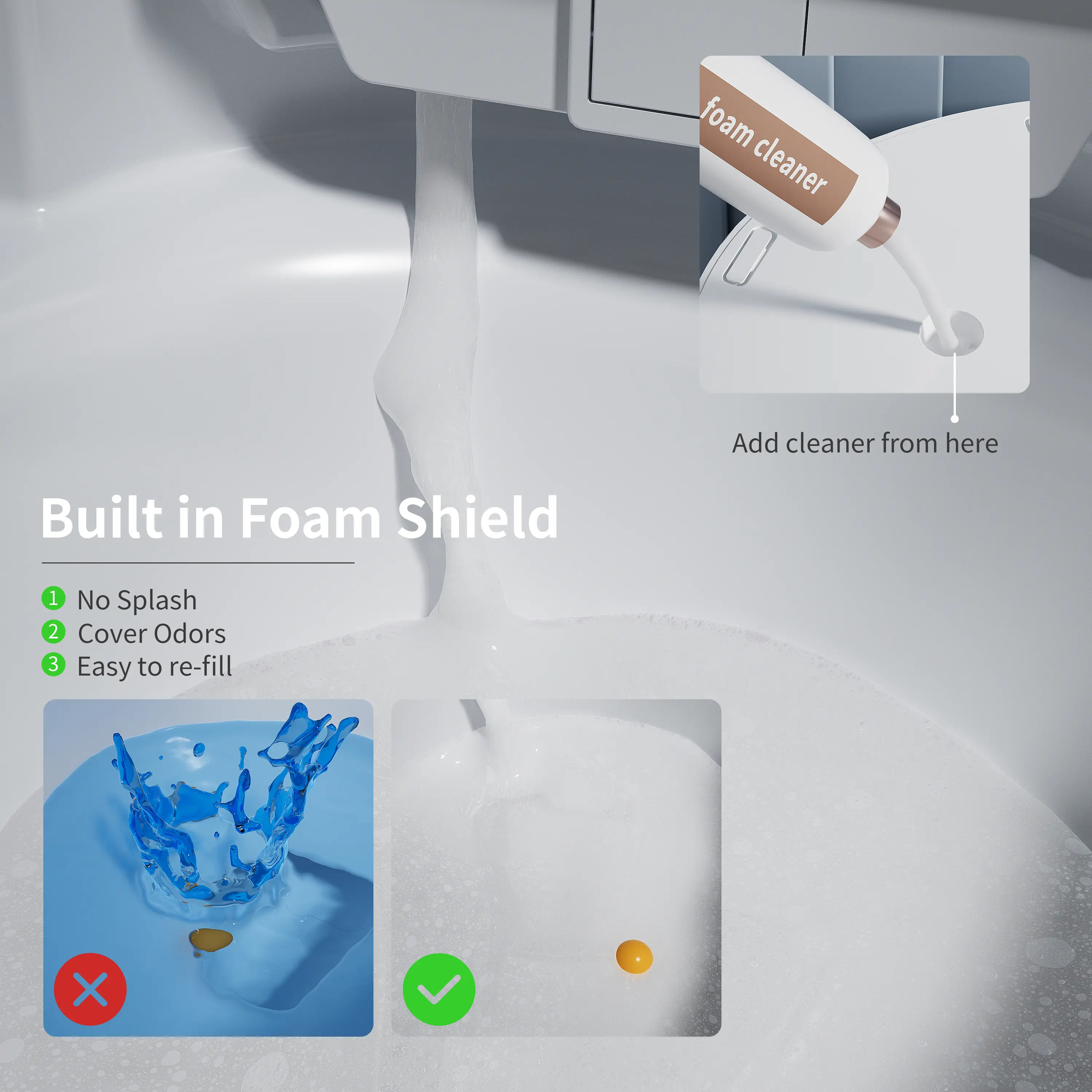 CASTA DIVA CD-Y010POV – Smart Toilet with Concealed Tank, Auto Open/Close & Foam Shield - Image 5