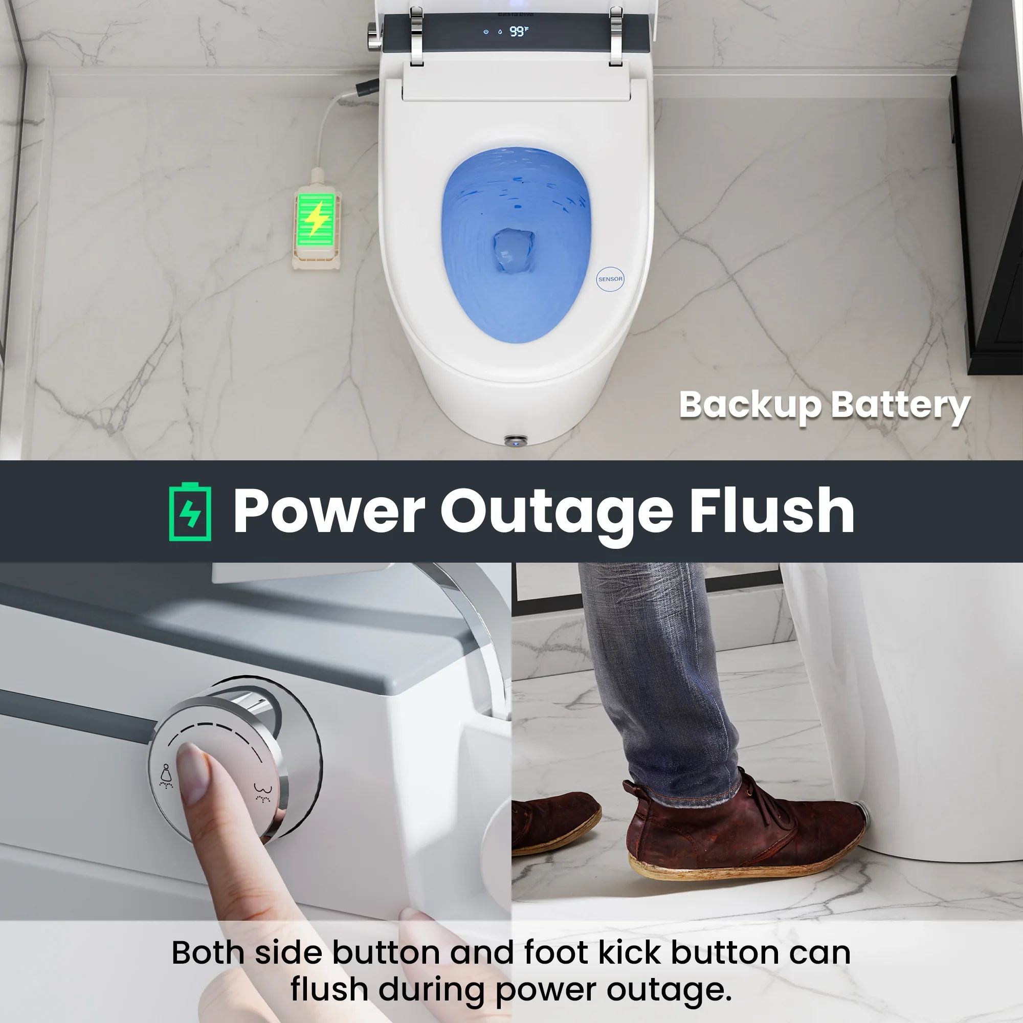 CASTA DIVA CD-Y090 – Smart Toilet with Auto Open/Close, Heated Seat & Digital Display - Image 9